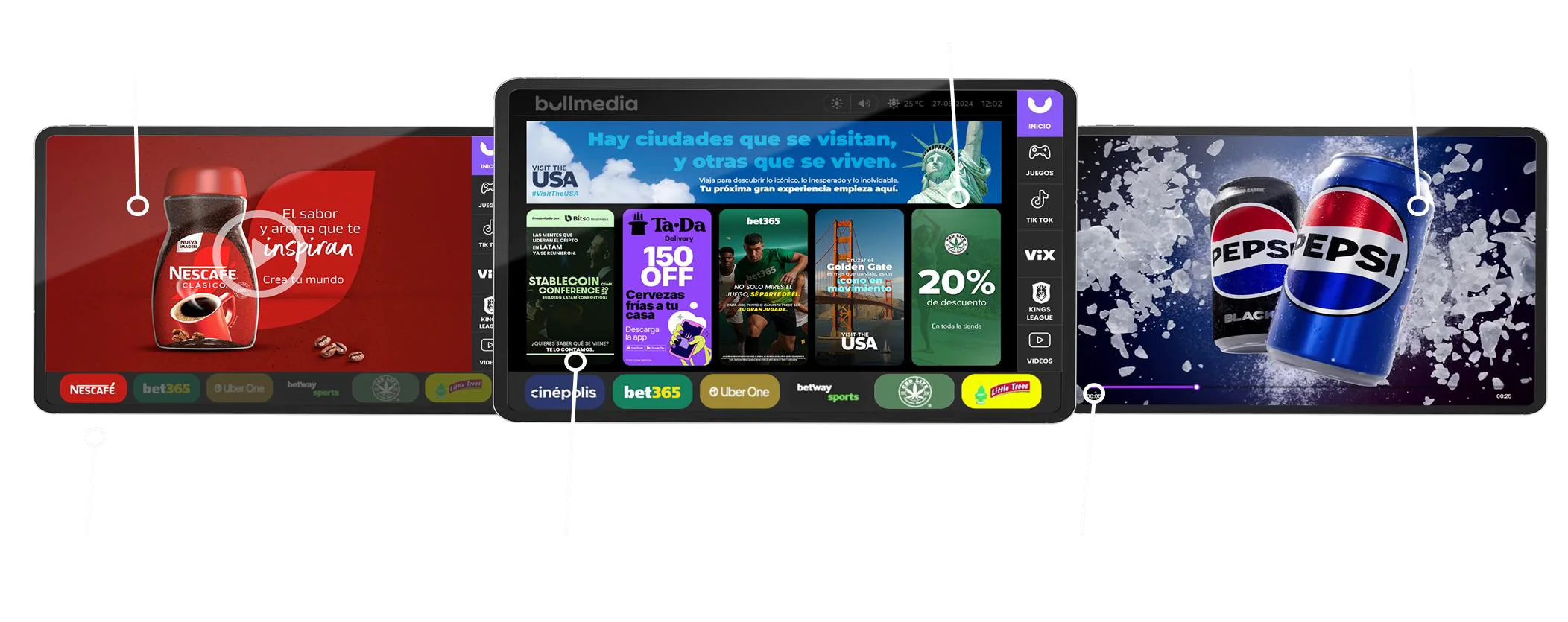 Tablets interactivas bullmedia con formatos publicitarios